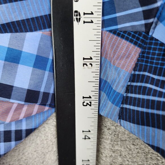 Mens PGA Tour Flat Front Golf Chino Shorts Blue Pink Plaid 100% Polyester 40 - Picture 8 of 12